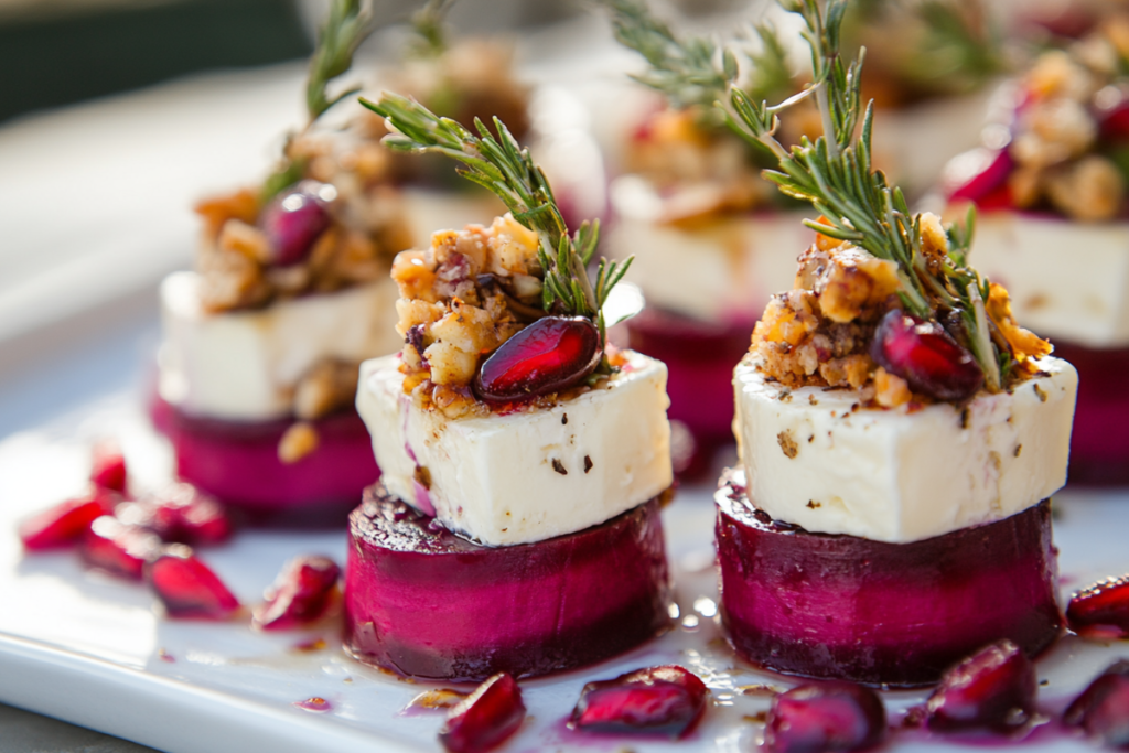 Roasted Beet Brie & Pomegranate Towers Delight