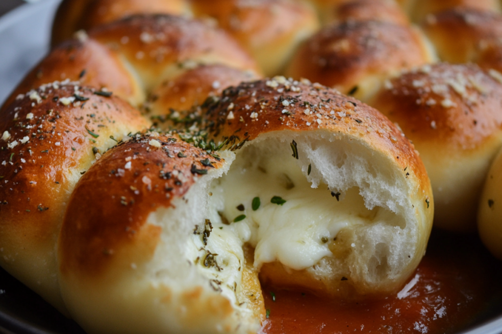 Mozzarella Stuffed Rosemary Parmesan Soft Pretzels Delight