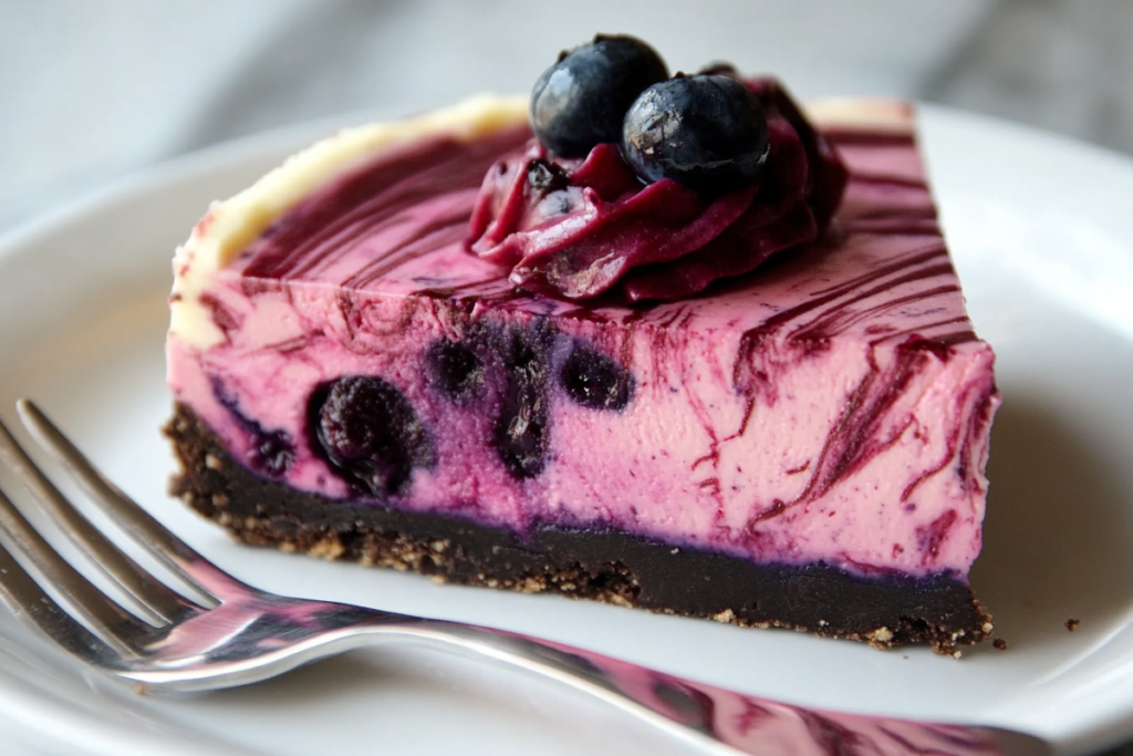 Marbled No-Bake Blueberry Cheesecake is a delight.